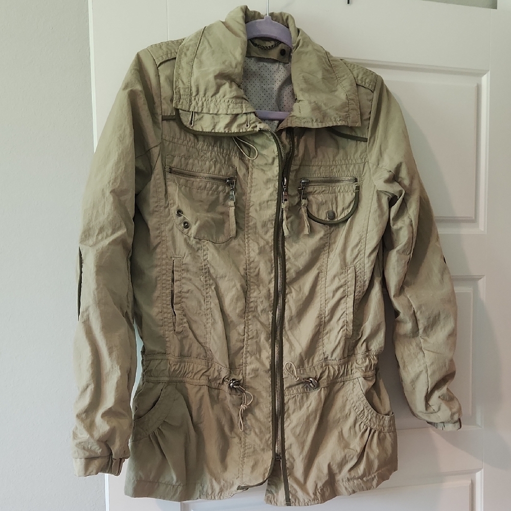 Seven7 Women's Taupe Nylon Cargo Utility Jacket